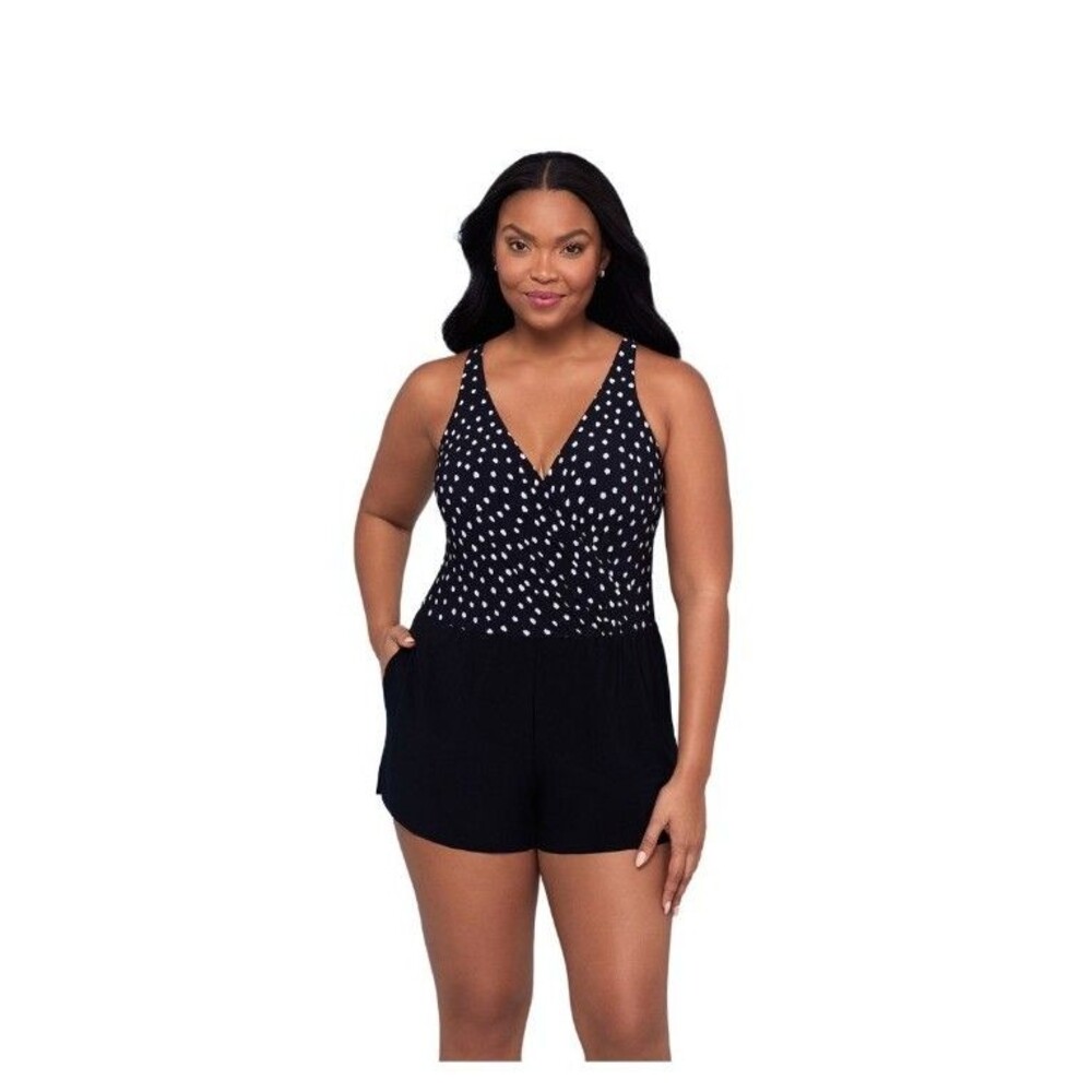 NEW! Women's Trimshaper Tummy Control Full Coverage Kim Romper Swimsuit, Size 16